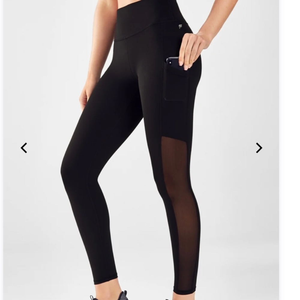 Fabletics On-The-Go High-Waisted Mesh Legging Size L Black